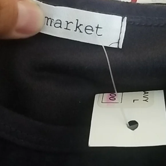 Market Cropped Blue Suede Top Sz Large - Picture 12 of 13